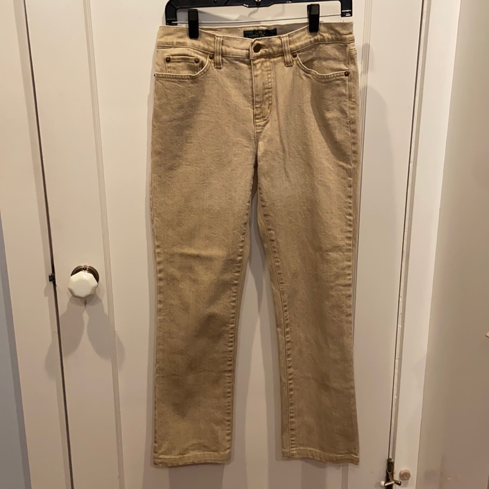 Lauren Faded two tone tan 5 pocket jeans BN105